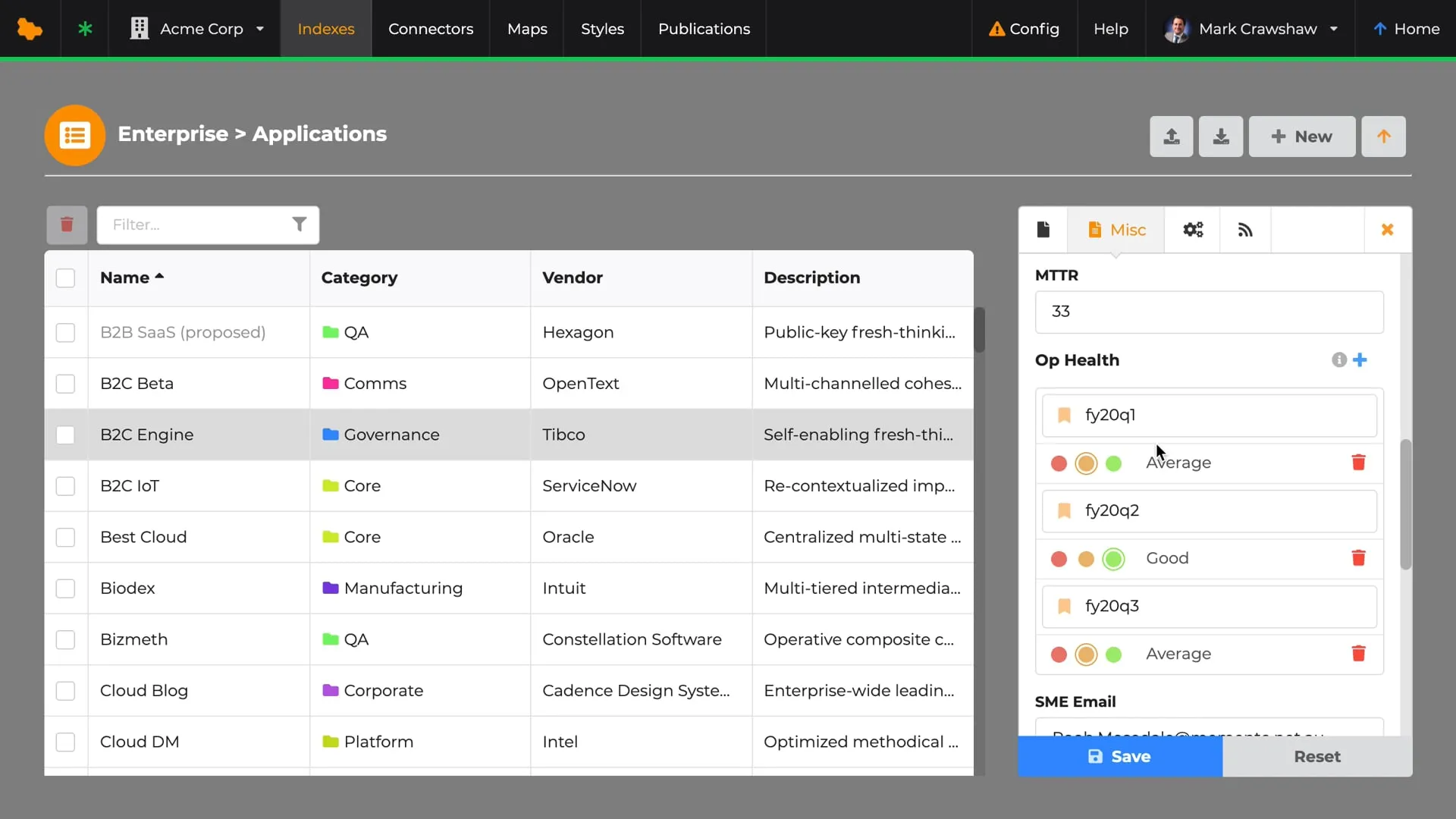 Connecting sources into a software index