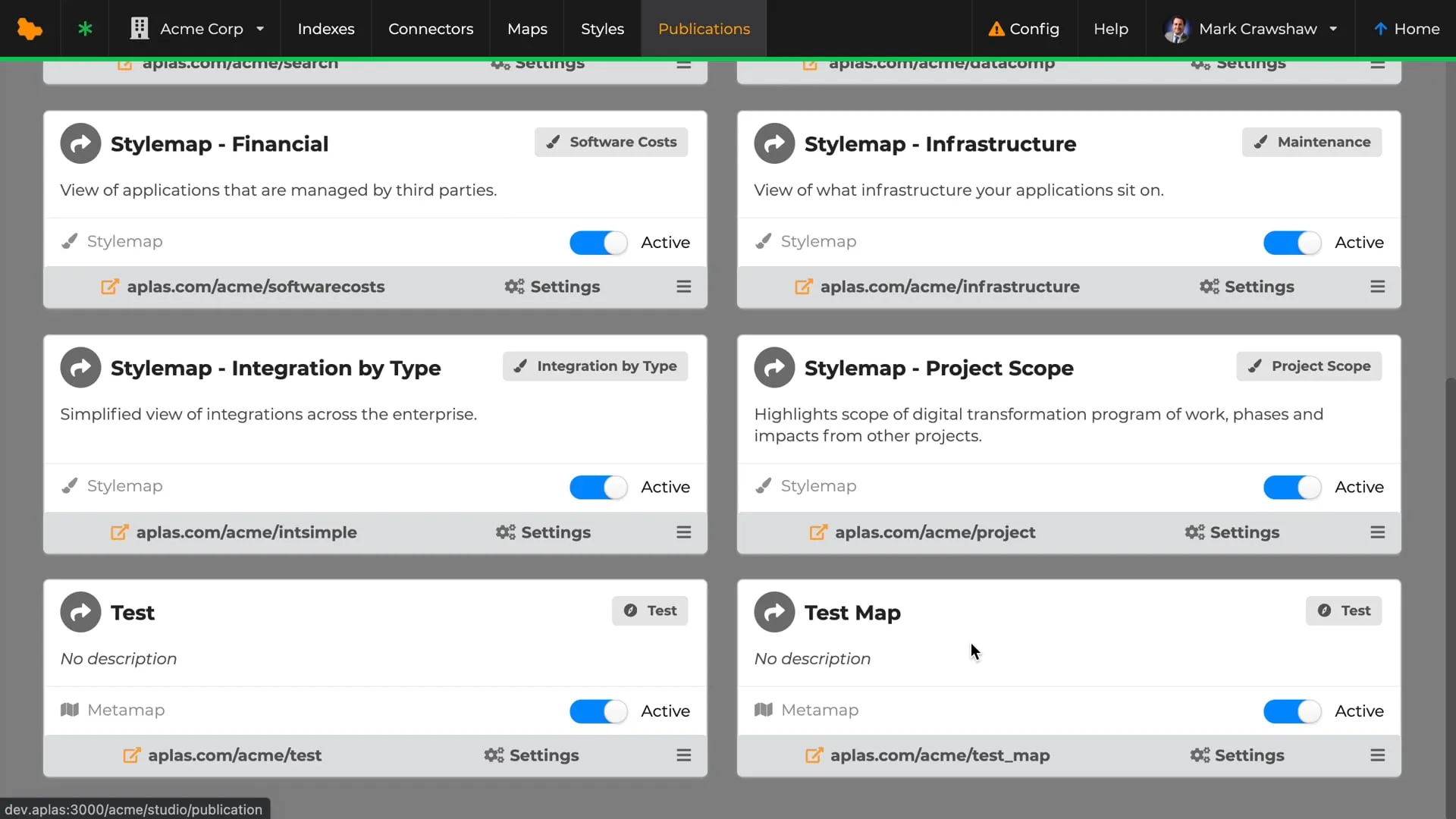 Configuring a publication's settings